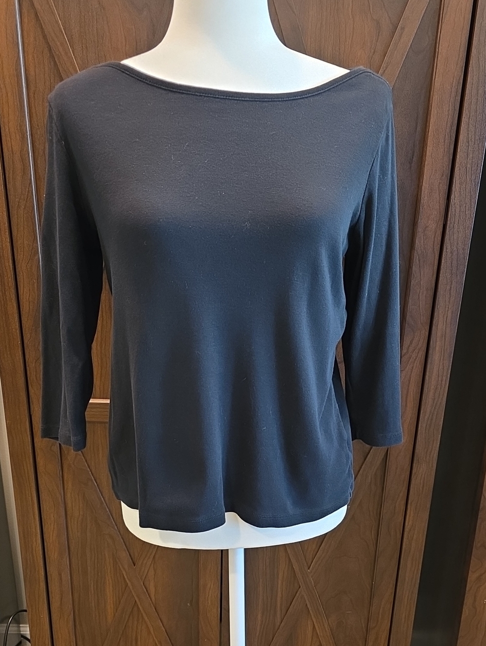 Talbots Black Boatneck 3/4 Sleeve Top